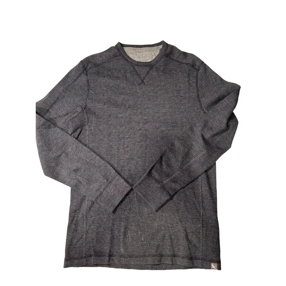 Eddie‎ Bauer Crew Neck Pullover Waffle Knit Sweater Dark Gray Cotton Mens S